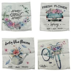 New ZJHAI 4 Piece Set Home Sweet Home Floral Spring Pillow Cover Case 18x18